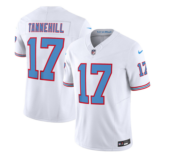 Men's Tennessee Titans #17 Ryan Tannehill White 2023 F.U.S.E. Vapor Limited Throwback Football Stitched Jersey